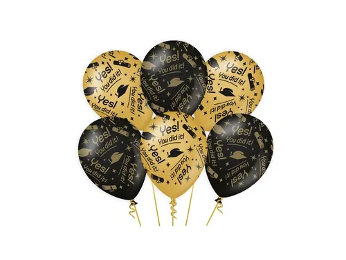 Ballonnen Classy party balloons 'You did it' 30cm Goud-Zwart 6 stuks