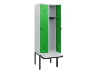 locker met bank,HxBxD 1950x600x815mm,2vak,vak B 300mm,draaigrendel - 1