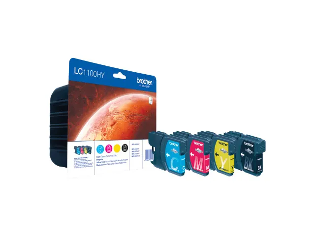 Inktcartridge Brother LC-1100HYVALBP zwart + 3 kleuren