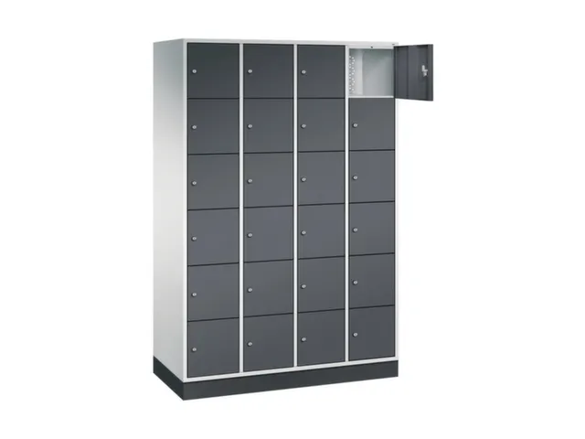 lockerkast,RAL 7035/RAL 7021,HxBxD 1950x1220x500mm,4x6vakken,cil.-slot