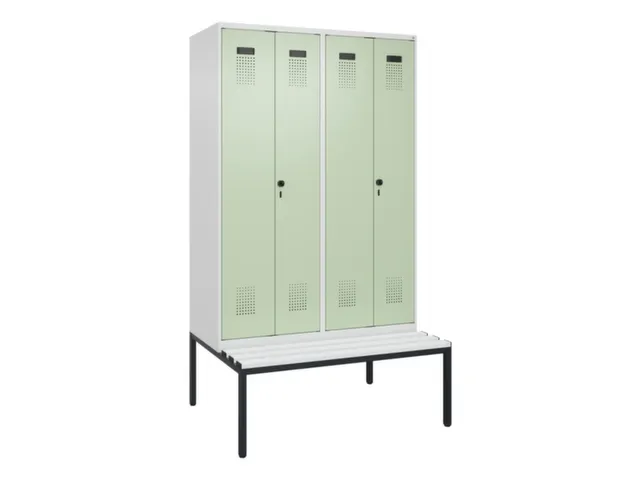 locker met bank,voor scheiding van kleding,HxBxD 2120x1200x815mm,4vak