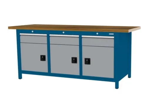 werkbank,HxBxD 860x2000x750mm,onderstel RAL5010,fronten RAL7040