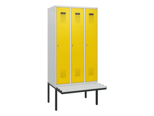 locker met bank,HxBxD 1950x900x815mm,3vak,vak B 300mm,cilinderslot