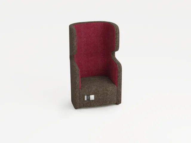 Fauteuil 1-Zits Geluidabsorberend Stof Bruingrijs/rood 1330x860x760mm