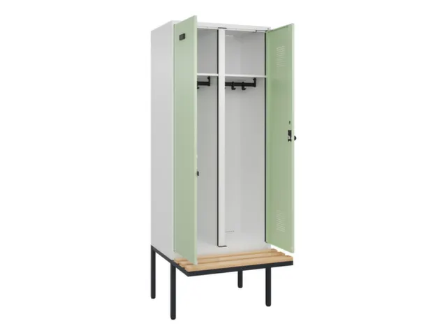 locker met bank,voor scheiding van kleding,HxBxD 2120x800x815mm,2vak