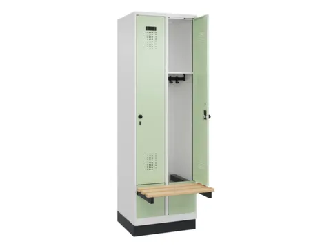 locker met bank,HxBxD 1950x600x815mm,2vak,vak B 300mm,draaigrendel