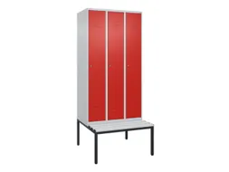 locker met bank,HxBxD 2120x900x815mm,3vak,vak B 300mm,cil.-slot
