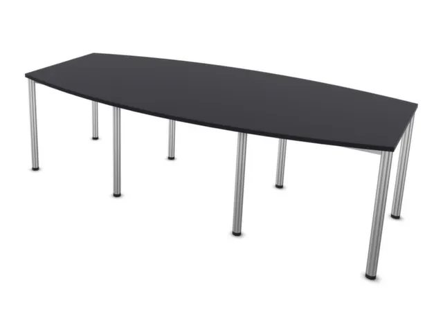 vergadertafel,HxBxD 740x2400x1200mm,vatvormig,CC-zwart