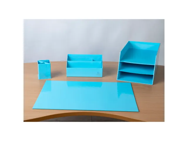 Kartonnen postmand 3 niveaus pastelblauw