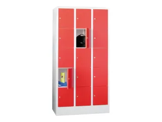 lockerkast,HxBxD 1850x900x500mm,3x5vakken,RAL7035,front RAL3000 - 3