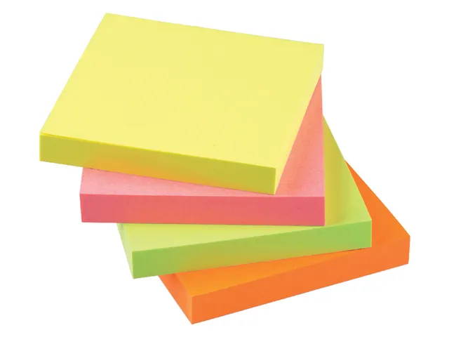 Memoblok Quantore 76x76mm neon kleuren assorti 4 kleuren