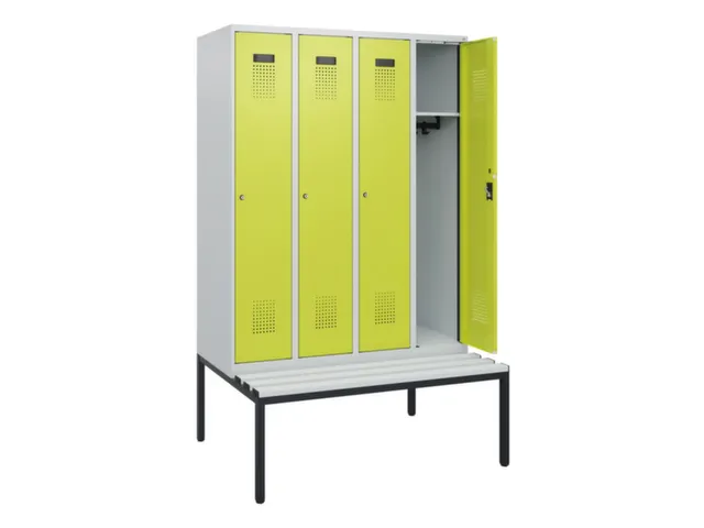 locker met bank,HxBxD 1950x1200x815mm,4vak,vak B 300mm,cilinderslot
