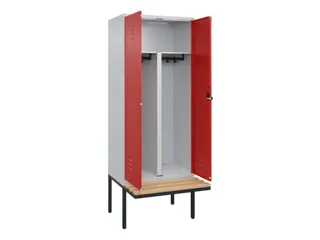 PBM-locker met bank,HxBxD 2120x800x815mm,2vak,vak B 400mm,draaigrendel - 2