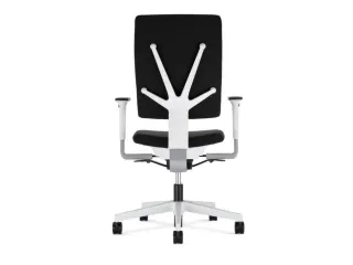 Bureaustoel Zwart Frame Wit Synchroonmechanisme Met Armleuning - 3