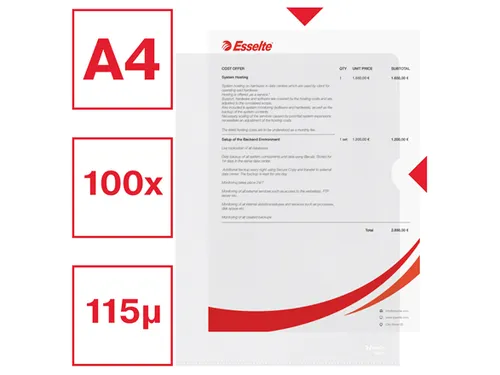 Insteekmap L-model Esselte standaard copy safe PP A4 transparant