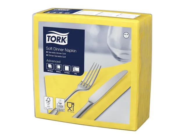 Tork 477911 Soft Dinnerservet Advanced Geel 39x39cm