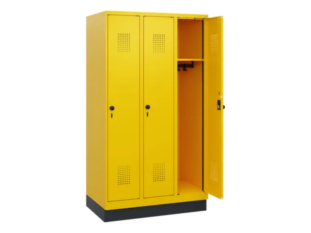 schoollocker,HxBxD 1630x900x500mm,3vak,vak B 300mm,draaigrendel,sokkel