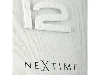 Wandklok Nextime dia. 53 x 3 cm, hout, wit, 'Wood Wood Big' - 7
