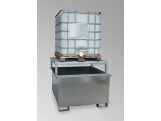 Opvangbak 1x Ibc Opvangvol. 1000l Staal 1070x1300x1360mm Aftapbok - 2