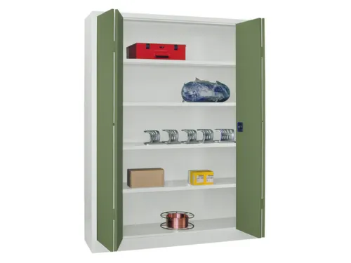 Vouwdeurkast 1950x1500x400mm 4legborden Verzinkt Ral7035 Front Ral6011