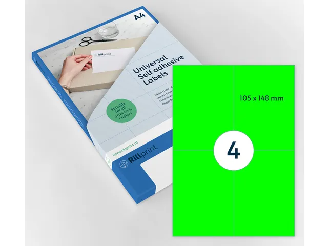 Etiket Rillprint 105x148mm fluorgroen 400 etiketten