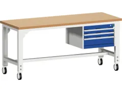 werkbank,verrijdbaar,HxBxD 840-1140x2000x750mm,beukenblad