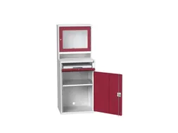 pc-kast monitorvak 1650x650x550mm toetsenbordblad RAL7035+RAL3004