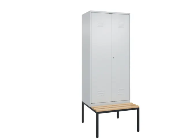 PBM-locker met bank,HxBxD 2120x800x815mm,2vak,vak B 400mm,cil.-slot