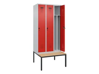 locker met bank,voor scheiding van kleding,HxBxD 2120x900x815mm,3vak - 1