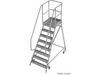bordestrap,verrijdbaar,bordes H 1,95m,8treden m. R13-laag,aluminium - 3