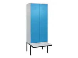 PBM-locker met bank,HxBxD 2120x800x815mm,2vak,vak B 400mm,cil.-slot
