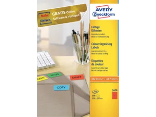 Gekleurde Etiketten Avery Zweckform 210x297mm A4 Rood 100 stuks - 2