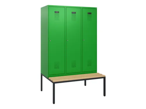 locker met bank,HxBxD 1950x1200x815mm,3vak,vak B 400mm,cilinderslot