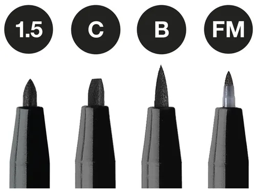 Tekenstift Pitt Artist Pen 4 stuks 199 zwart lijndiktes 1.5 C B FM