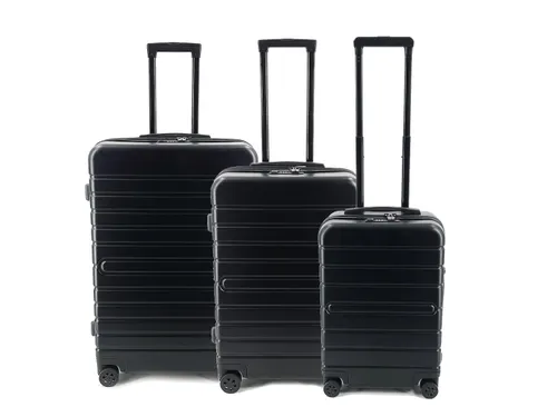Reistrolleyset JSA 3-delig mat zwart gerecycled ABS