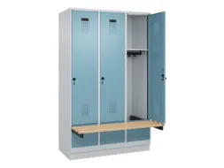 locker met bank,HxBxD 1950x1200x815mm,3vak,vak B 400mm,draaigrendel