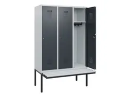 locker met bank,HxBxD 1950x1200x815mm,3vak,vak B 400mm,cilinderslot