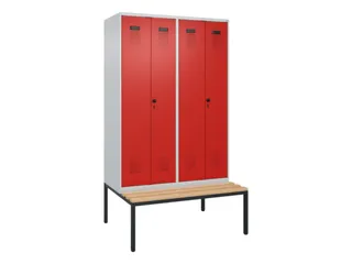 PBM-locker met bank,HxBxD 2120x1200x815mm,4vak,vak B 300mm - 2