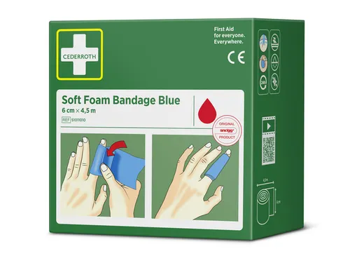 Bandage Cederroth Soft Foam blauw 6cmx4.5m