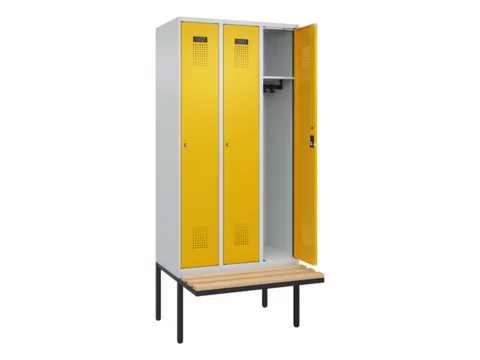 locker met bank,HxBxD 2120x900x815mm,3vak,vak B 300mm,cilinderslot