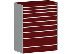 ladekast 1600x1300x650mm 9laden zware lasten RAL7035 front RAL3004