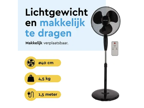 Statiefventilator BRASQ met remote Ø 40cm zwart