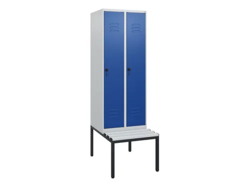 locker met bank,HxBxD 1950x600x815mm,2vak,vak B 300mm,draaigrendel