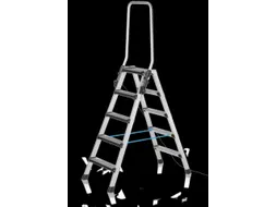 trapladder,NL,beide zijden,2x5treden,m. bekleding,balk L 1,38m