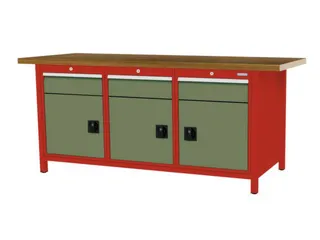 werkbank,HxBxD 860x2000x750mm,onderstel RAL3020,fronten RAL6011 - 3