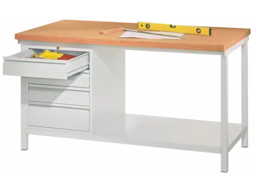 werkbank,HxBxD 900x1500x700mm,onderstel/romp RAL7035,front RAL7035
