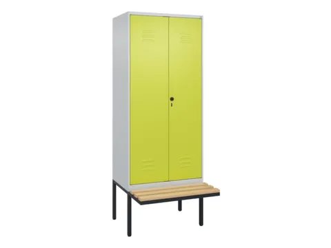 PBM-locker met bank,HxBxD 2120x800x815mm,2vak,vak B 400mm,draaigrendel
