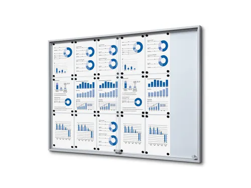 Vergrendelbaar notitiebord Indoor Slim 18xA4 met Schuifdeuren Zilver