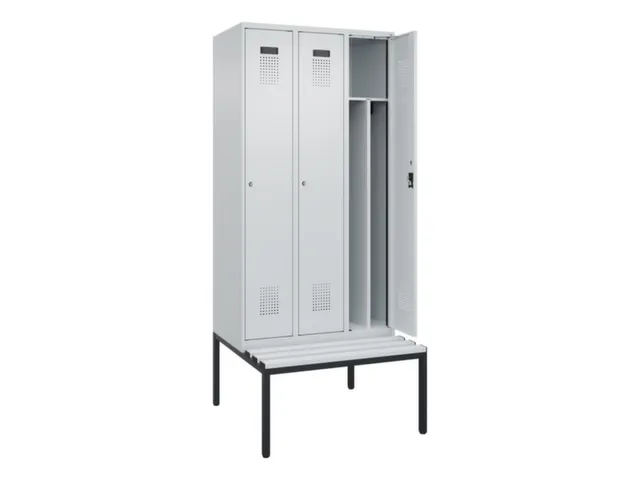 locker met bank,voor scheiding van kleding,HxBxD 2120x900x815mm,3vak