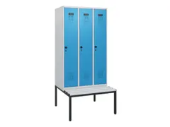 locker met bank,HxBxD 1950x900x815mm,3vak,vak B 300mm,draaigrendel